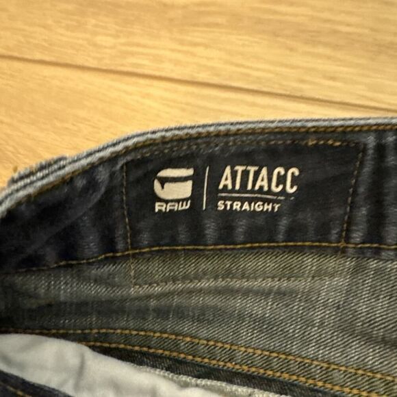 G-STAR RAW ATTACC Straight Jeans Mens 38x30 Dark Wash Button fly - Picture 6 of 11